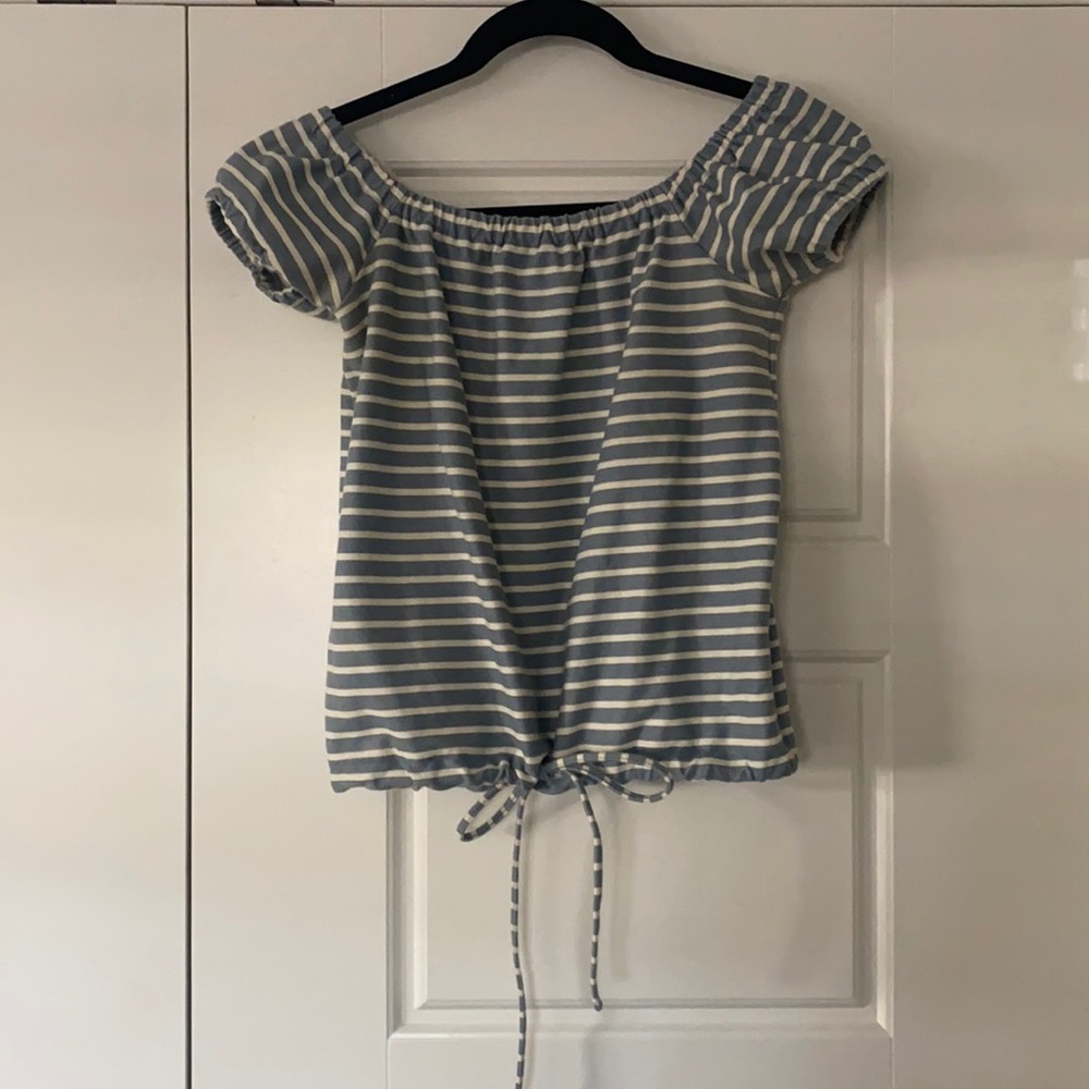 Madewell blue and white striped top
